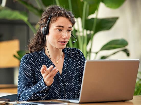 Woman on laptop video call