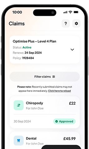 simplyhealth simplyplan app for claiming money back on healthcare treatments