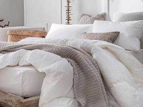 White and beige bedding