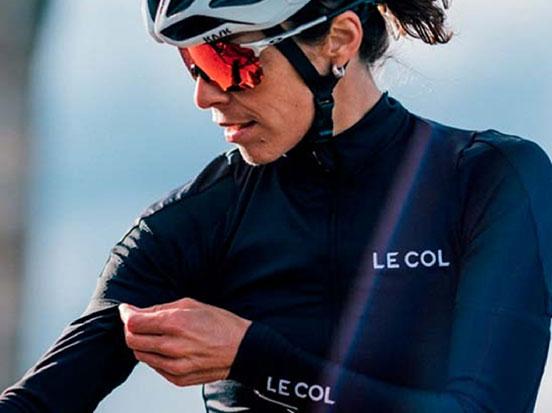 Cyclist wearing Le Col activewear