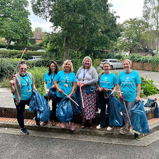 Simplyhealth employees litter picking in Andover